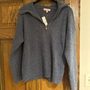 J. Crew Blue Half-zip Stretch Sweater NWT